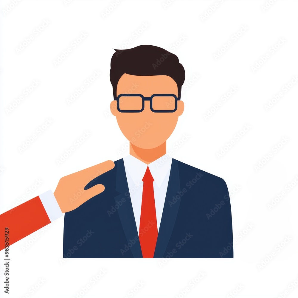 An illustration of a businessman in a suit receiving a supportive gesture, symbolizing encouragement and professional interaction. An illustration of a businessman in a suit receiving a supportive gesture, symbolizing encouragement and professional interaction.