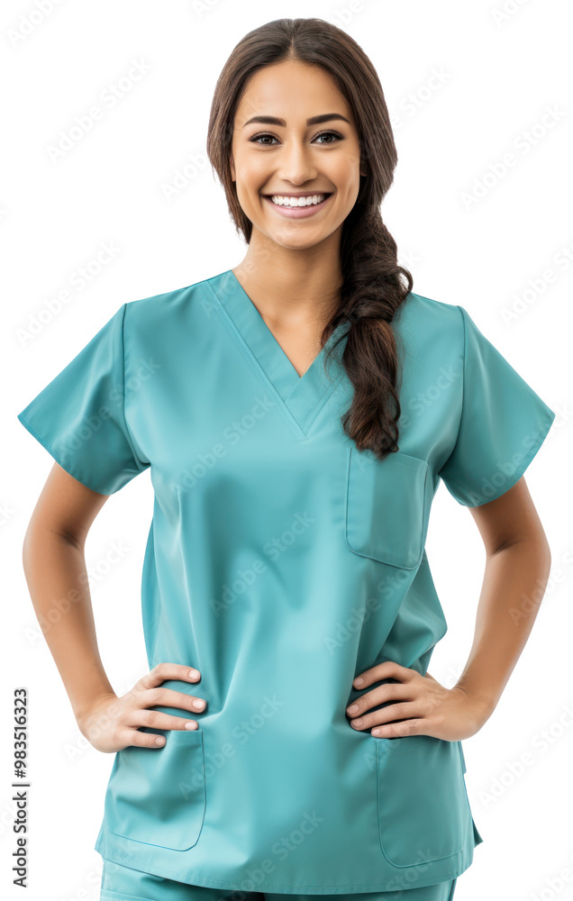 Mexican female doctor portrait scrubs blouse. Mexican female doctor portrait scrubs blouse.