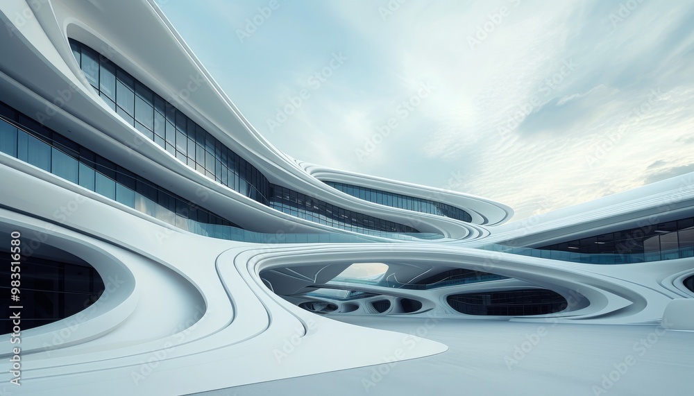 A sleek and futuristic architectural design featuring advanced structures with a clean and minimalist aesthetic. A sleek and futuristic architectural design featuring advanced structures with a clean and minimalist aesthetic.
