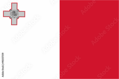 Malta official flag vector with standard size and proportion. National flag emblem with accurate size and colors.