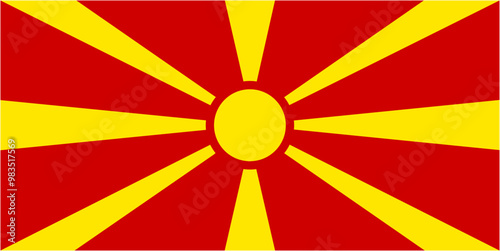 Macedonia official flag vector with standard size and proportion. National flag emblem with accurate size and colors.