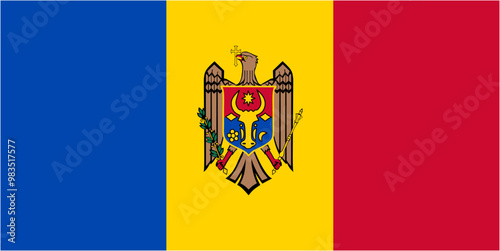 Moldova official flag vector with standard size and proportion. National flag emblem with accurate size and colors.