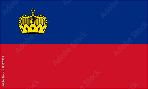 Liechtenstein official flag vector with standard size and proportion. National flag emblem with accurate size and colors.