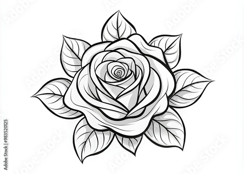 Minimalist Rose Sketch for Floral Design Projects