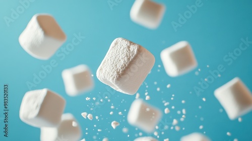 Light and Fluffy Marshmallows Suspended in Air