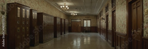 retirement home, hallway, floor, side table, hospital, chair, seat, abandoned, table, wall design, old