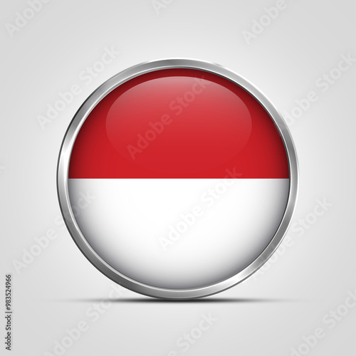 Free Download silver plate with glossy flag. Indonesia flag stamp. made in stamp isolated in white background. royal, allegiance, symbol, minimal, vector, 3d, icon, illustration. - GFXLoad