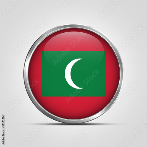 Free Download silver plate with glossy flag. Maldives flag stamp. made in stamp isolated in white background. royal, allegiance, symbol, minimal, vector, 3d, icon, illustration. - GFXLoad