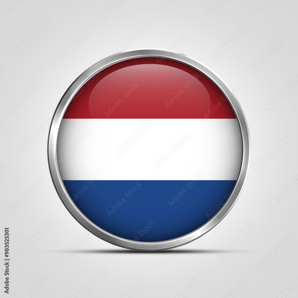 silver plate with glossy flag. Netherlands flag stamp. made in stamp isolated in white background. royal, allegiance, symbol, minimal, vector, 3d, icon, illustration. silver plate with glossy flag. Netherlands flag stamp. made in stamp isolated in white background. royal, allegiance, symbol, minimal, vector, 3d, icon, illustration.