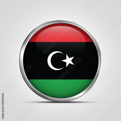 Free Download silver plate with glossy flag. Libya flag stamp. made in stamp isolated in white background. royal, allegiance, symbol, minimal, vector, 3d, icon, illustration. - GFXLoad