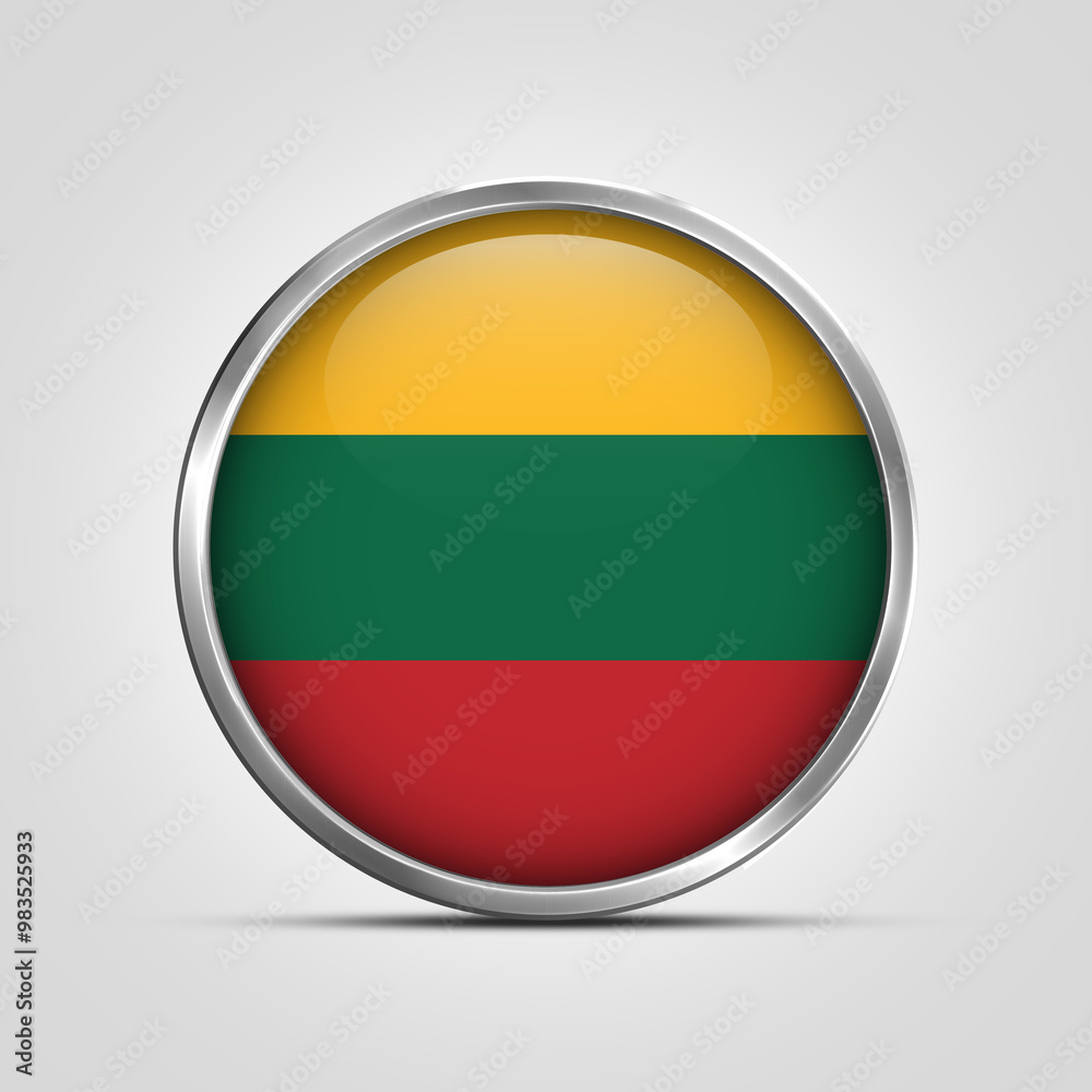 silver plate with glossy flag. Lithuania flag stamp. made in stamp isolated in white background. royal, allegiance, symbol, minimal, vector, 3d, icon, illustration. silver plate with glossy flag. Lithuania flag stamp. made in stamp isolated in white background. royal, allegiance, symbol, minimal, vector, 3d, icon, illustration.