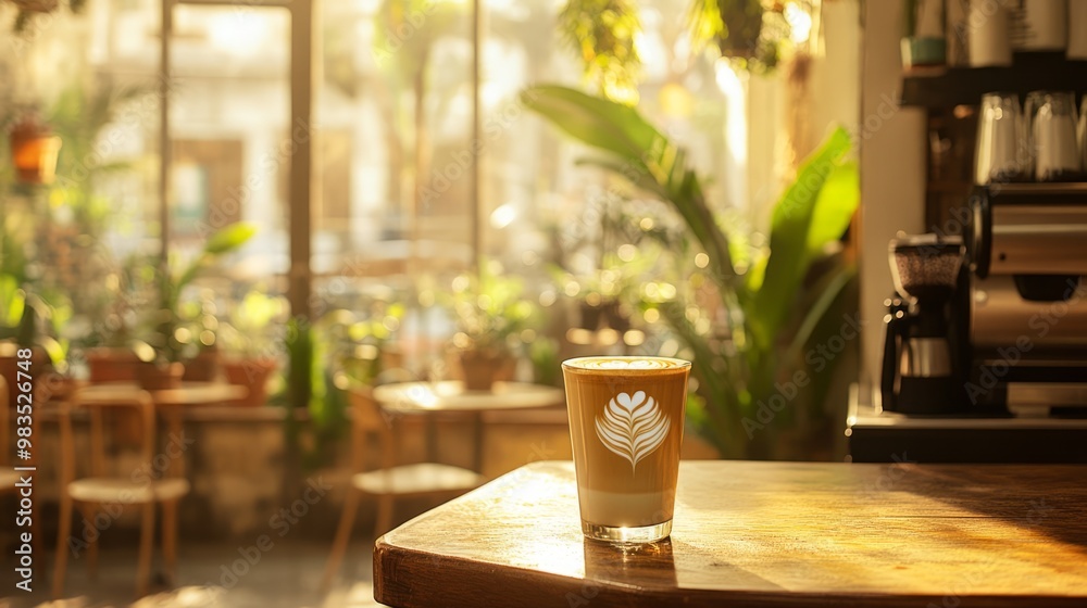 Warm Coffee in Cozy Café Setting