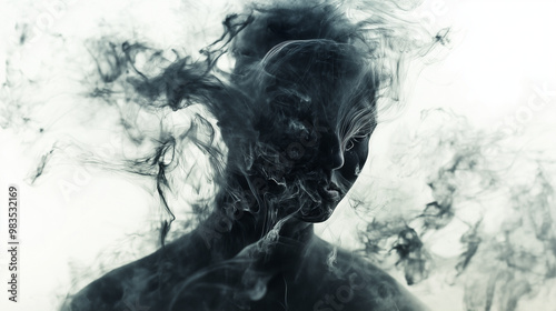 Dark smoke forming the face of a mysterious person