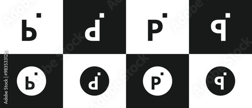 Set of Four Vector Minimal Lettermark Logo Collection With Initials BDPQ
