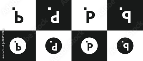 Set of Four Vector Lettermark Logo Collection With Initials BDPQ