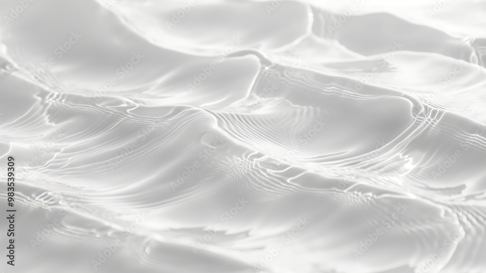 Obraz premium Close-up of light ripples on clear water surface, creating a soft, abstract texture in grayscale.