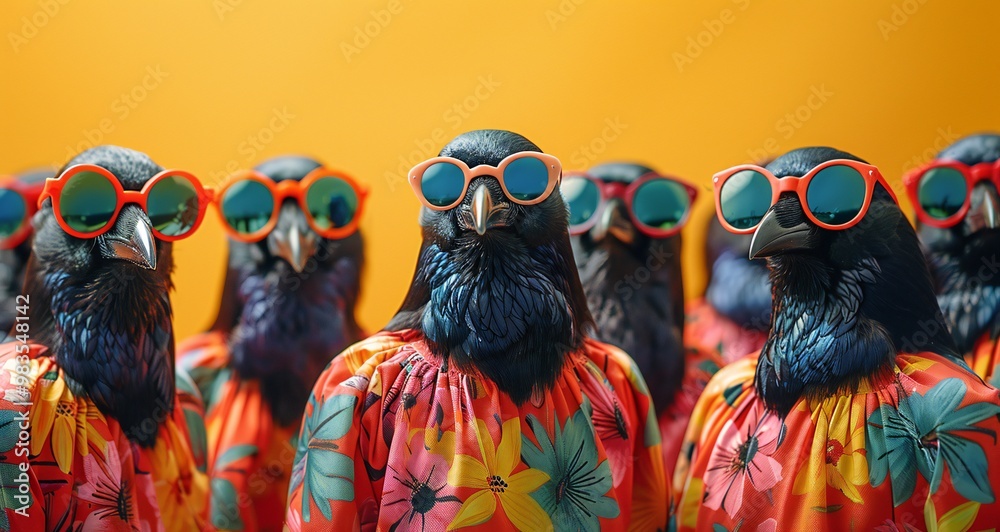 Fototapeta premium Funky Crows Party Invitation