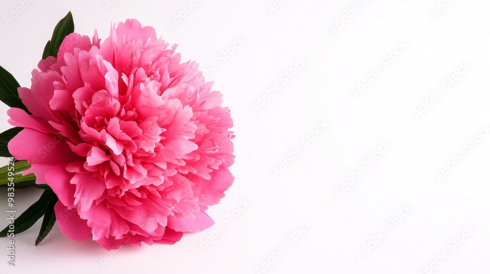 Pink peony with intricate petal details on a white background, ideal for feminine and floral content, single flower. Pink peony with intricate petal details on a white background, ideal for feminine and floral content, single flower.