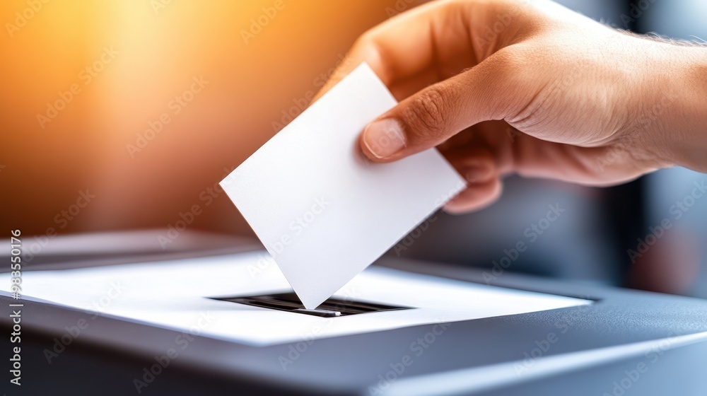 A ballot being scanned by a machine, representing electronic voting and the counting process A ballot being scanned by a machine, representing electronic voting and the counting process