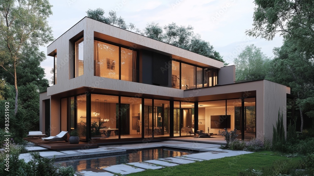 A cube house with metallic cladding and strategically placed windows for privacy and light A cube house with metallic cladding and strategically placed windows for privacy and light