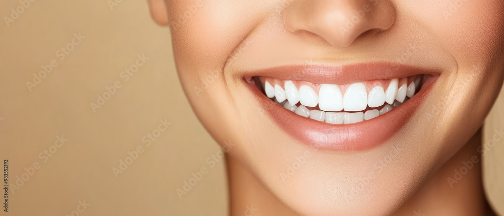 A woman with a bright smile and perfectly white teeth. Concept of happiness and confidence