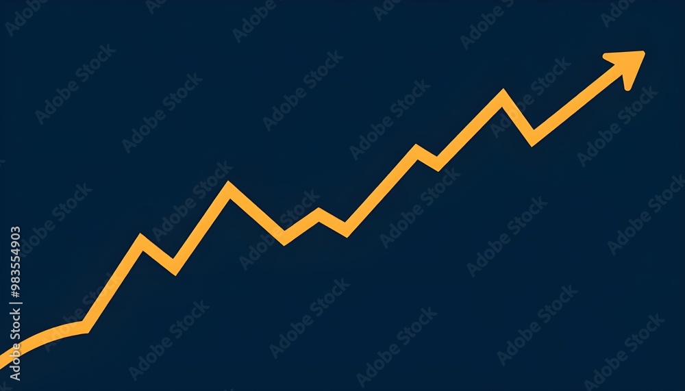 Obraz premium A stock market graph with upward trending lines and dynamic curves, indicating growth or business success in the financial industry on a dark blue background. 