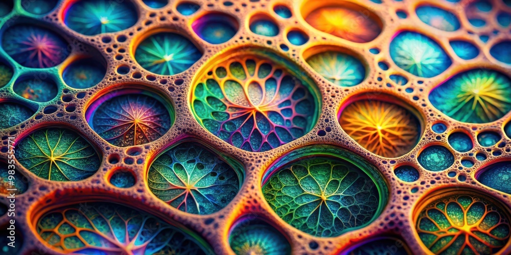 Mesmerizing Macro Shot of Vibrant Cellular Structure Patterns with Intricate Beauty Mesmerizing Macro Shot of Vibrant Cellular Structure Patterns with Intricate Beauty