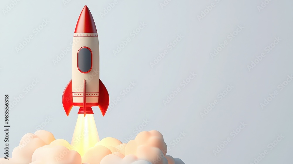 A colorful retro rocket launching into the sky, representing adventure, exploration, and innovation in space travel. A colorful retro rocket launching into the sky, representing adventure, exploration, and innovation in space travel.