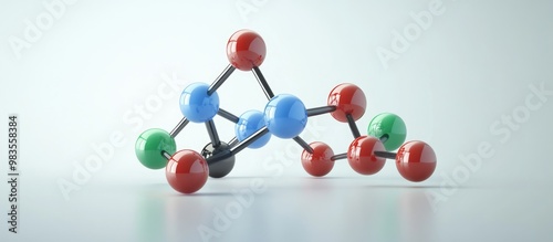 Molecule of Perfluorohexanesulfonic acid featuring 3D model and colored structural chemical formula with labeled atoms photo