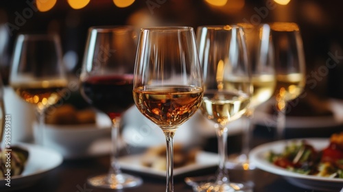 Wallpaper Mural A high-end wine tasting event with elegant glasses of red and white wines, and a refined ambiance. Torontodigital.ca