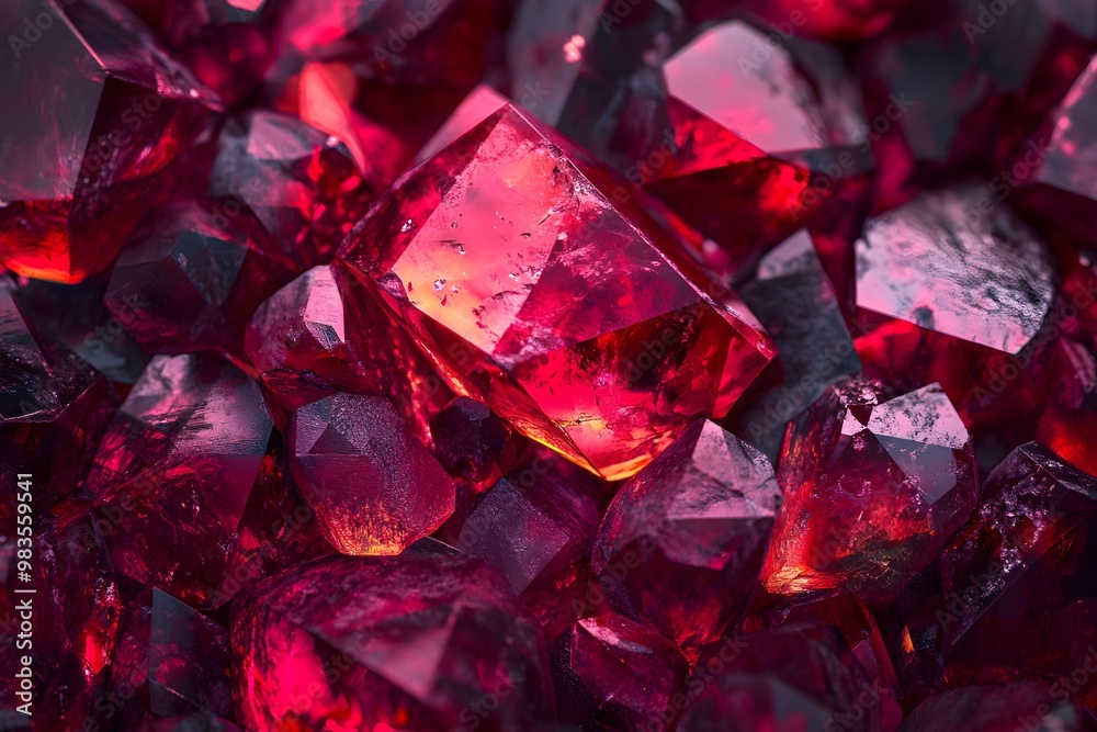 Red Gemstone Crystals Close Up Red Gemstone Crystals Close Up