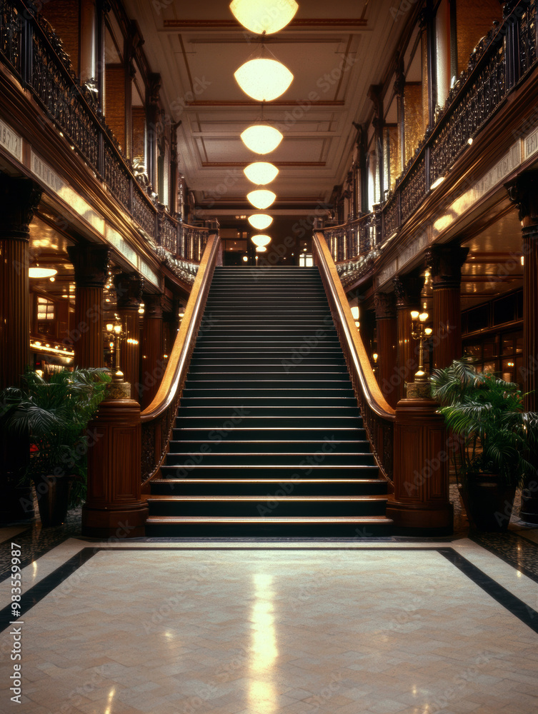 A long, narrow hallway with a black staircase leading up to the second floor. The staircase is made of wood and is very narrow. The hallway is very long A long, narrow hallway with a black staircase leading up to the second floor. The staircase is made of wood and is very narrow. The hallway is very long