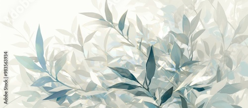 Abstract painting featuring blurred shadows of leaves on a white background