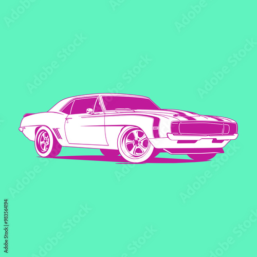  retro  muscle car vector illustration