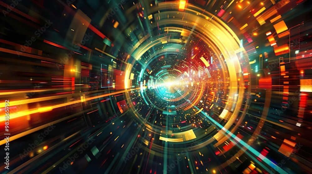 Futuristic Digital Tunnel with Dynamic Light Futuristic Digital Tunnel with Dynamic Light