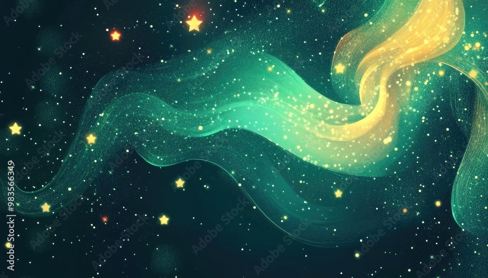 Light green 2D cartoon template featuring space stars An abstract illustration with colorful cosmic sparkles ideal for futuristic advertisements and booklets Light green 2D cartoon template featuring space stars An abstract illustration with colorful cosmic sparkles ideal for futuristic advertisements and booklets