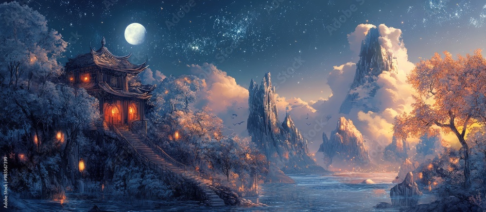Fototapeta premium Dreamlike Surreal Illustrations of Mystical and Otherworldly Scenes