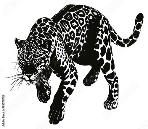 PNG Jaguar tattoo flat illustration wildlife stencil panther. photo