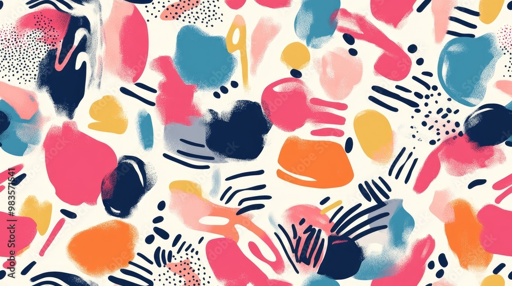 Fototapeta premium Seamless digital drawing design featuring abstract shapes crafted using a digital drawing tablet Repetitive creative and artistic surface pattern
