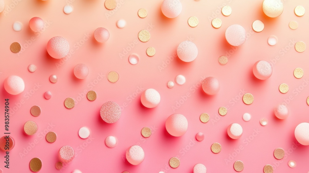 Soft pink and peach gradient with rose gold polka dots Soft pink and peach gradient with rose gold polka dots