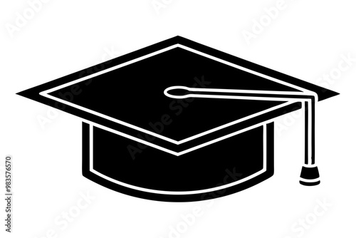 square academic hat   silhouette icon vector, 