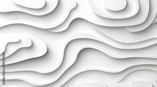 Abstract luxury white modern 3d papercut, topography map circle and wave line smooth multilayer pattern. vector white art papercut design Topographic geometric map relief texture with curved layers.