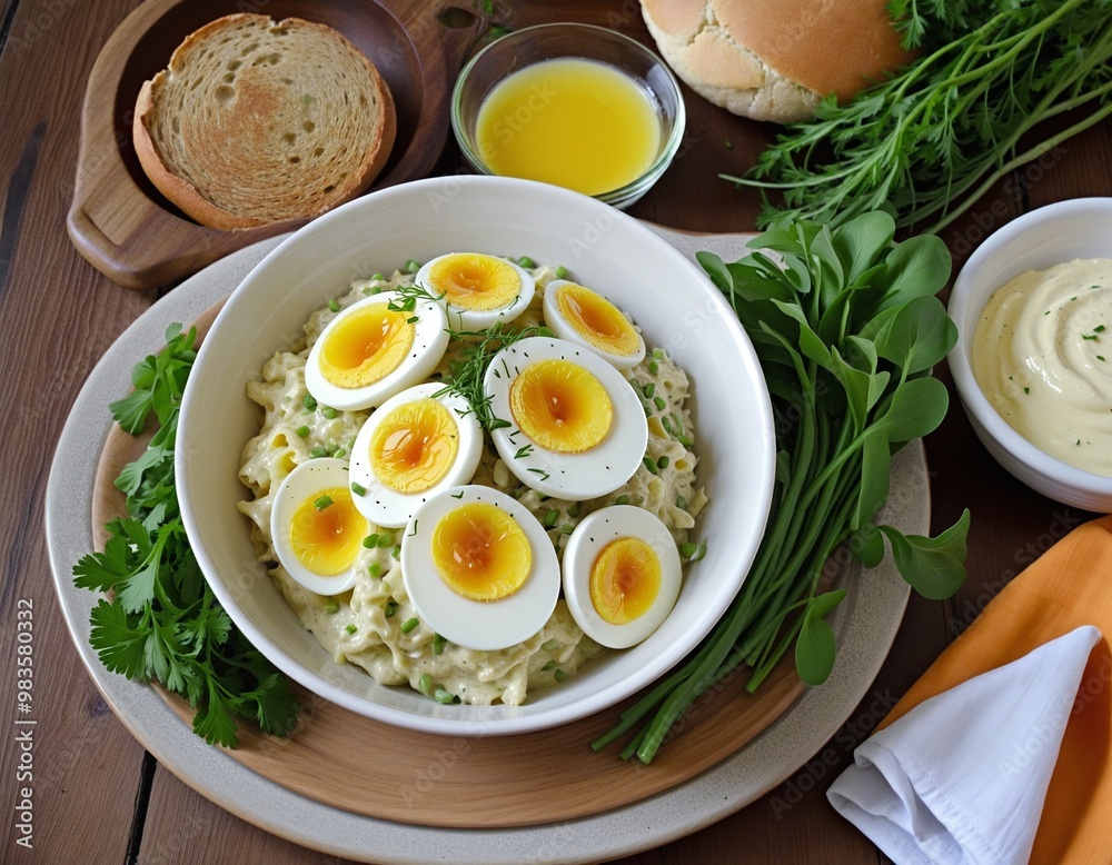 Creamy Egg Salad with Herbs and Rustic Bread Creamy Egg Salad with Herbs and Rustic Bread
