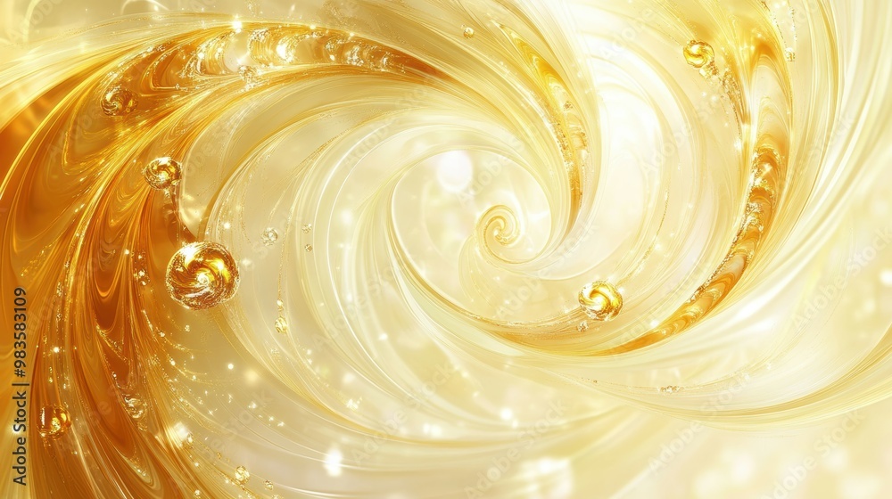Ethereal Lemon Swirls - Abstract Pale Background with Golden Spirals and Whirls for Design and Decor Concepts