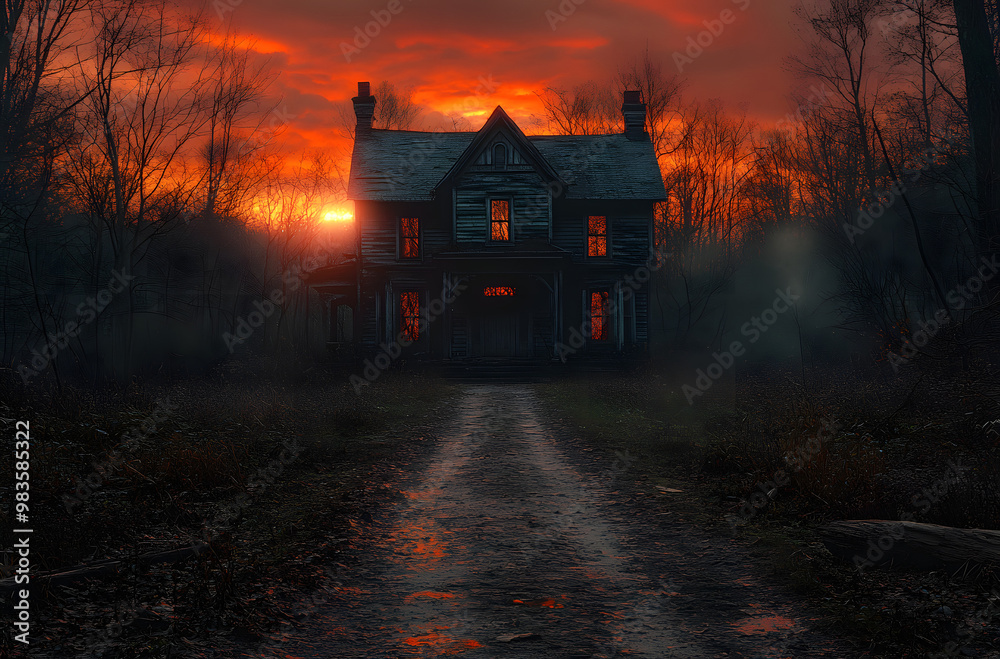 A Dark Scary House in the Woods with an Empty Dirt Road Leading to It
A Dark Scary House in the Woods with an Empty Dirt Road Leading to It