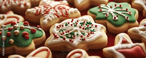 Deliciously decorated Christmas cookies featuring intricate icing designs and festive colors, perfect for holiday celebrations.