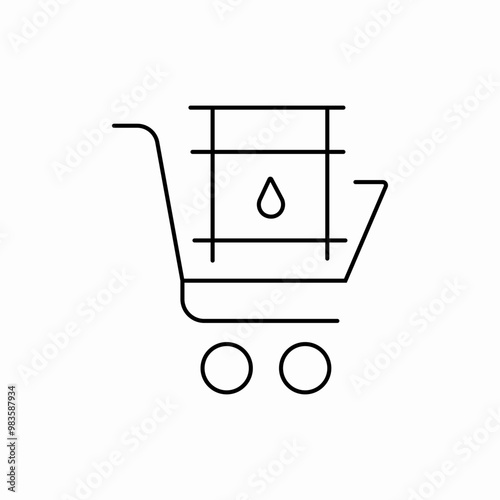 petrol barrel shopping trolley icon sign vector