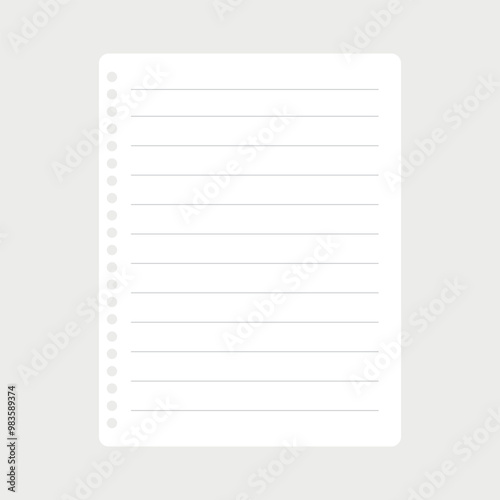 Paper sheet, notebook page, vector design