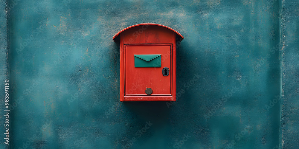 A Red Mailbox with a Green Envelope Positioned Against a Teal Wall, Featuring a Bright and Colorful Contrast for a Vibrant Visual Appeal
A Red Mailbox with a Green Envelope Positioned Against a Teal Wall, Featuring a Bright and Colorful Contrast for a Vibrant Visual Appeal