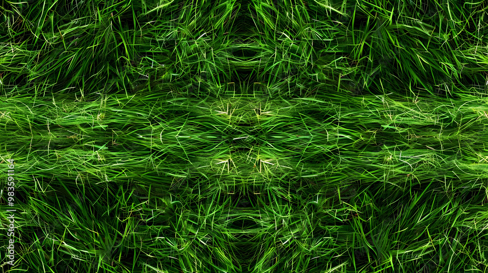 Abstract Green Grass Background with Symmetrical Pattern and Dark Green Hues, Forming a Visually Appealing Texture Abstract Green Grass Background with Symmetrical Pattern and Dark Green Hues, Forming a Visually Appealing Texture